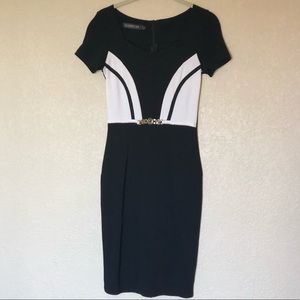 Homeyee Black and white sheath dress
